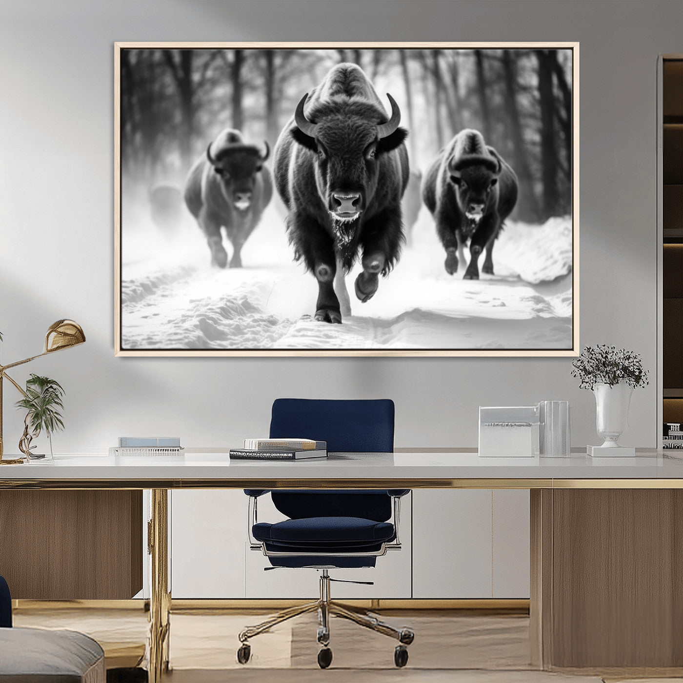 MGV-FC-36X24 - Buffalo Wall Art Canvas Print, Bison Family Wall Art Canvas Print