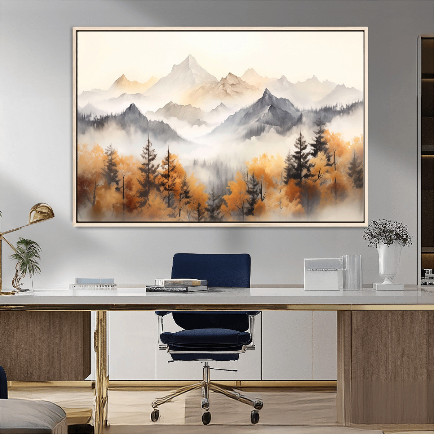 MGV-FC-36X24 - Abstract Mountain Wall Art | Misty Mountain Forest and Mountains Canvas Print for Living Room,