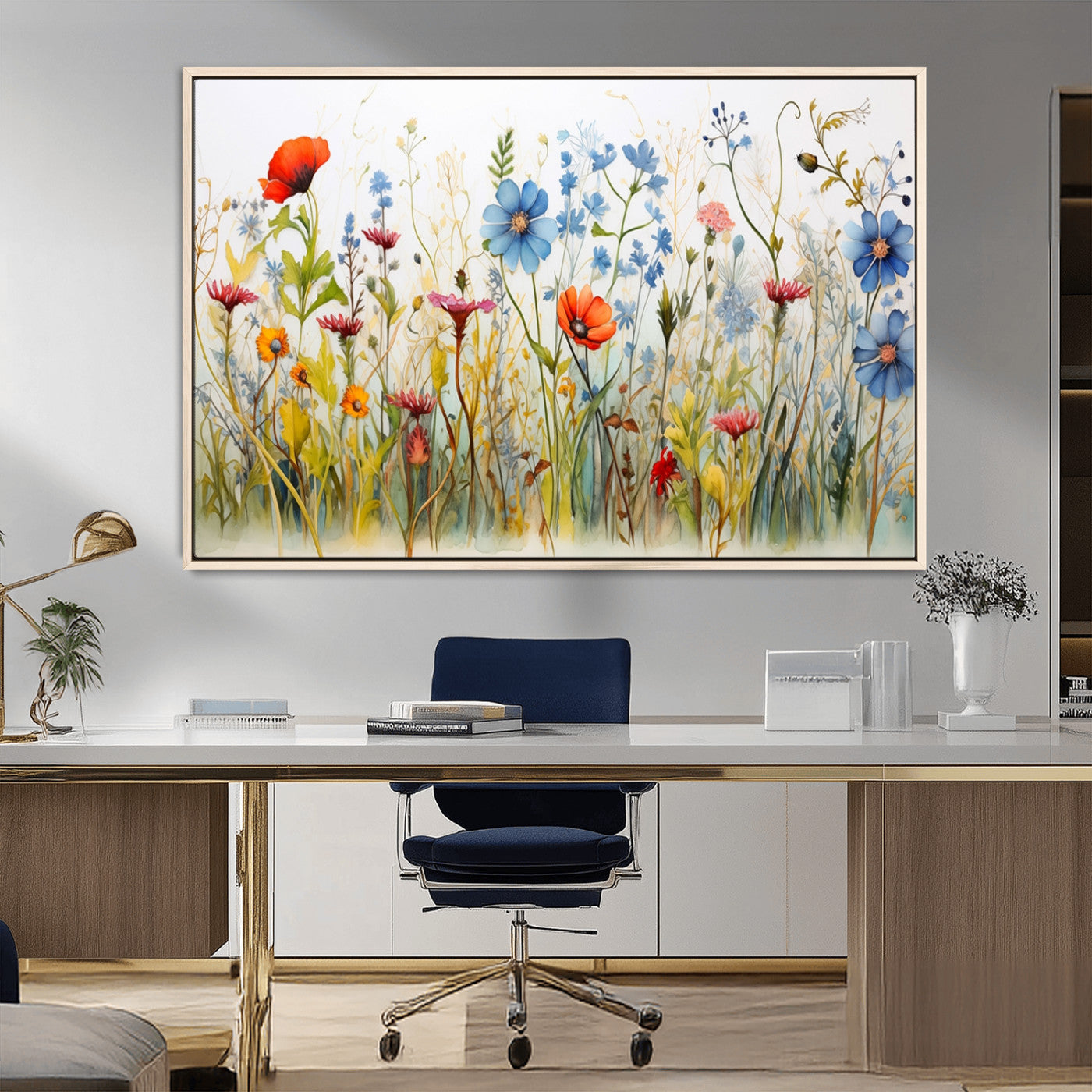 MGV-FC-36X24 - Colorful Wildflower Canvas Wall Art - Vibrant Floral Botanical Print, Bright Nature Decor for Living