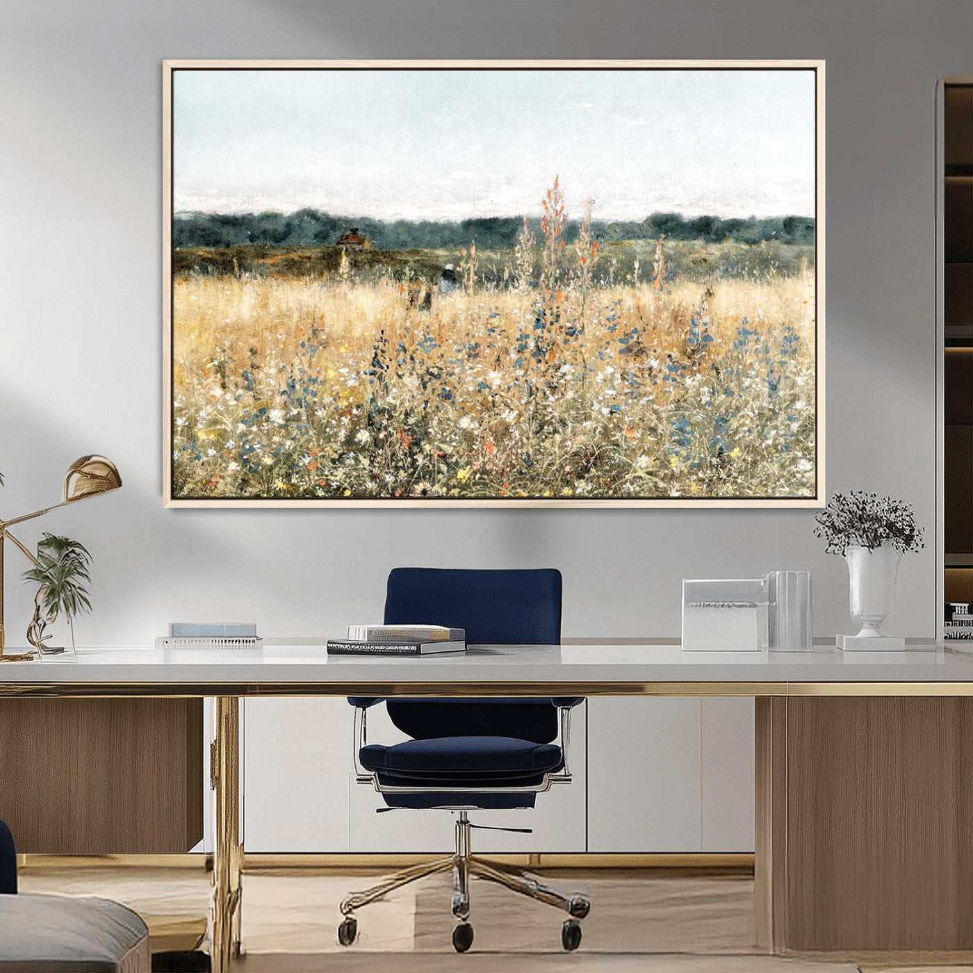MGV-FC-36X24 - Wildflower Field Wall Art Canvas | Nature-Inspired Landscape Canvas Print for Living Room or Office | Rustic Floral Decor