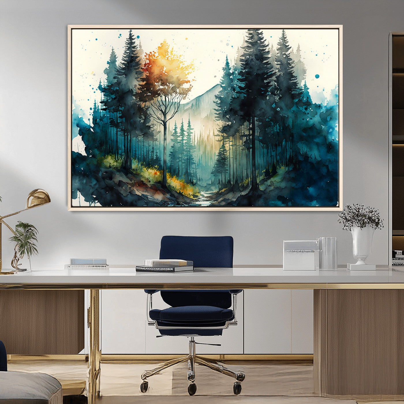 MGV-FC-36X24 - Watercolor Trees Forest Abstract Wall Art Canvas Print