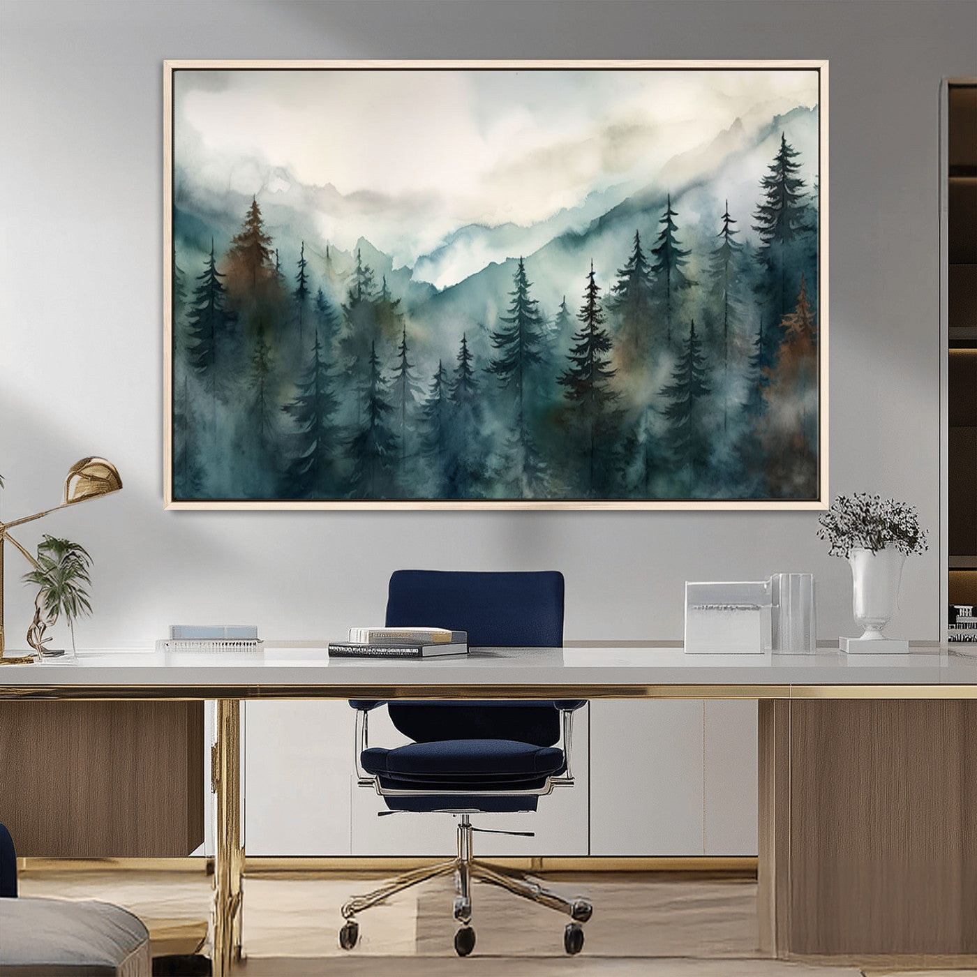 48468-MGV-FC-36X24_Natural-Serenity Forest Wall Art Canvas | Foggy Mountain Landscape Canvas Print for Living Room or Office | Nature-Inspired Woodland Decor