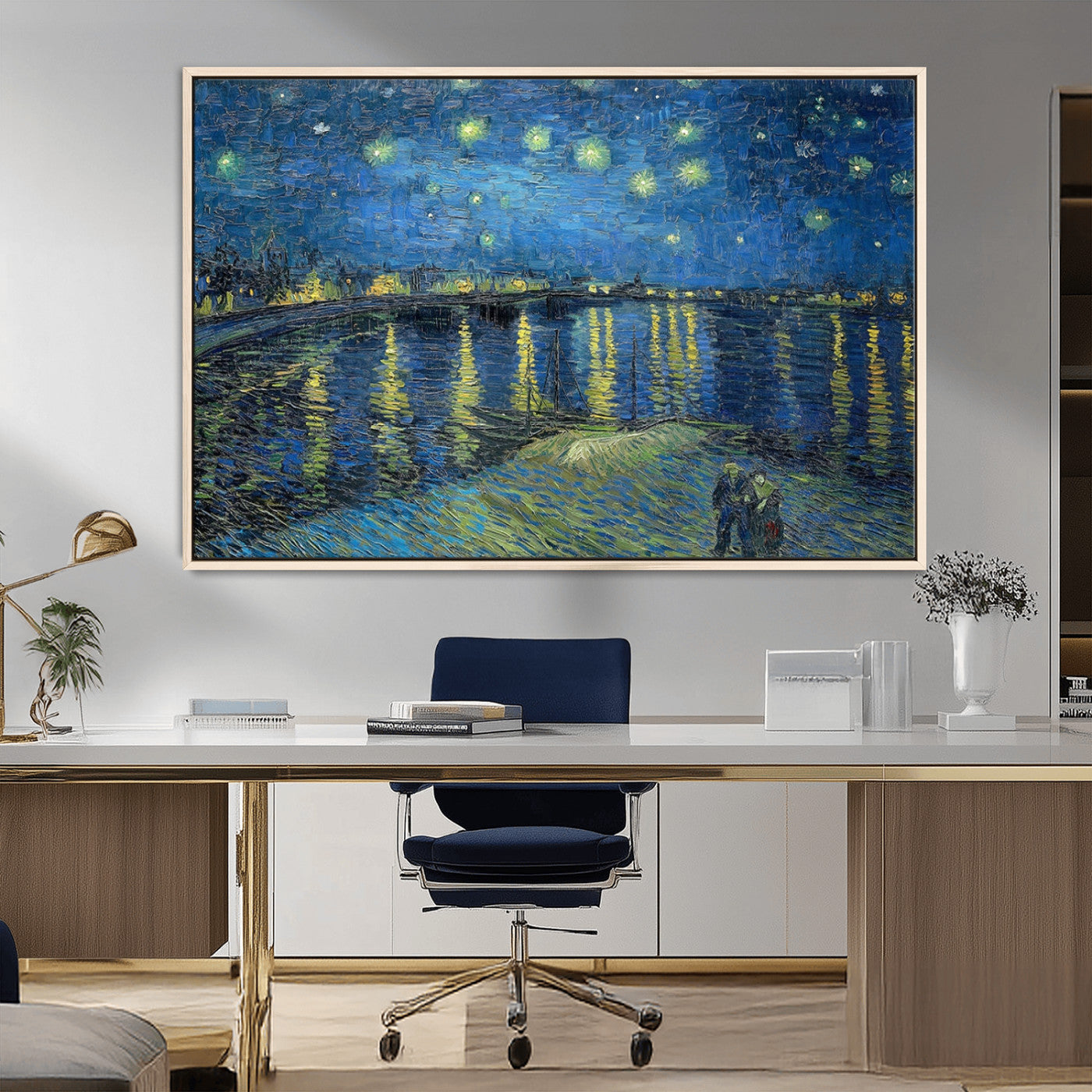 94605-MGV-FC-36X24_Natural-Vincent van Gogh Starry Night over the Rhone Abstract Wall Art Canvas, Starry Night Canvas Print