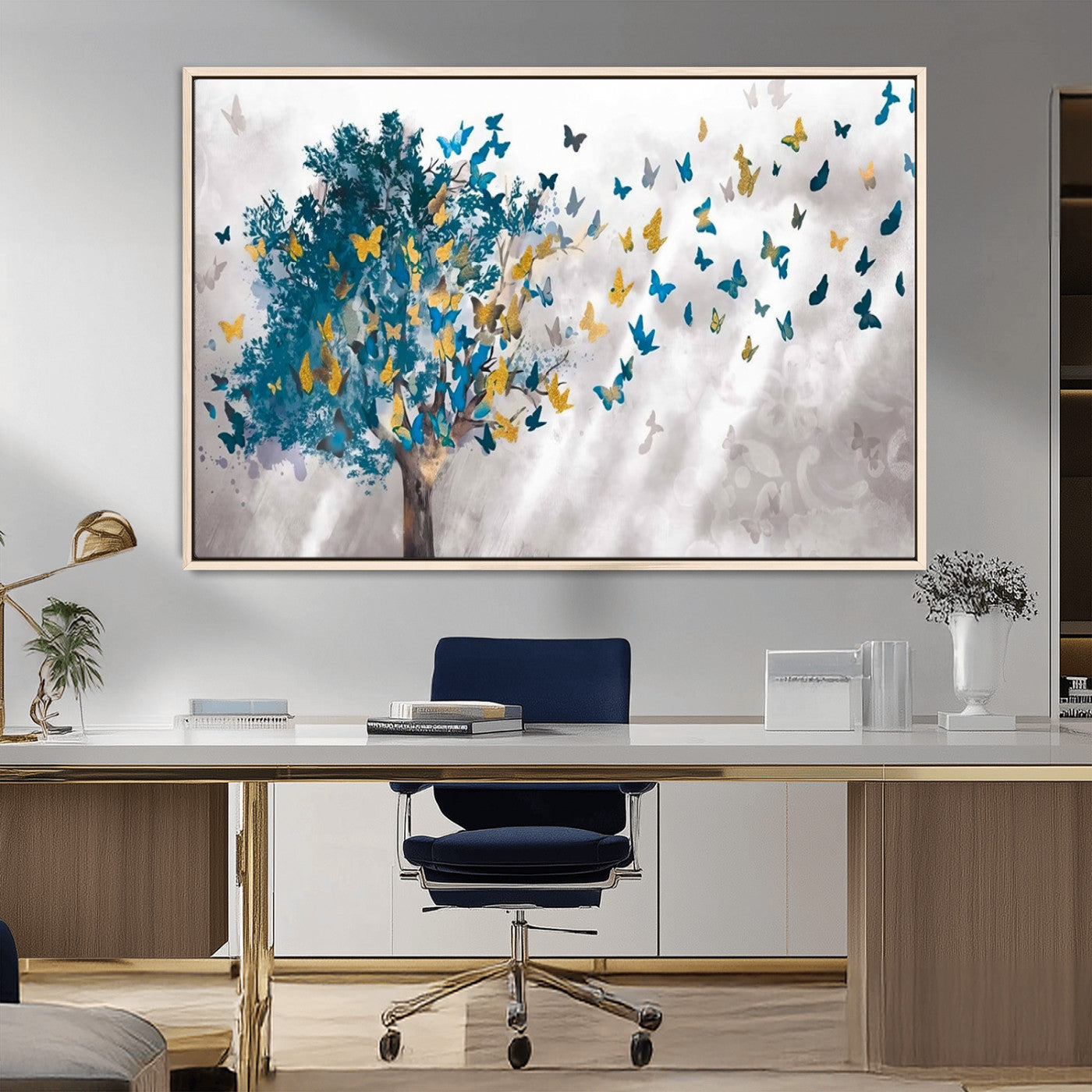 MGV-FC-36X24 - Tree Butterfly Abstract Tree and Butterfly Wall Art Canvas Print