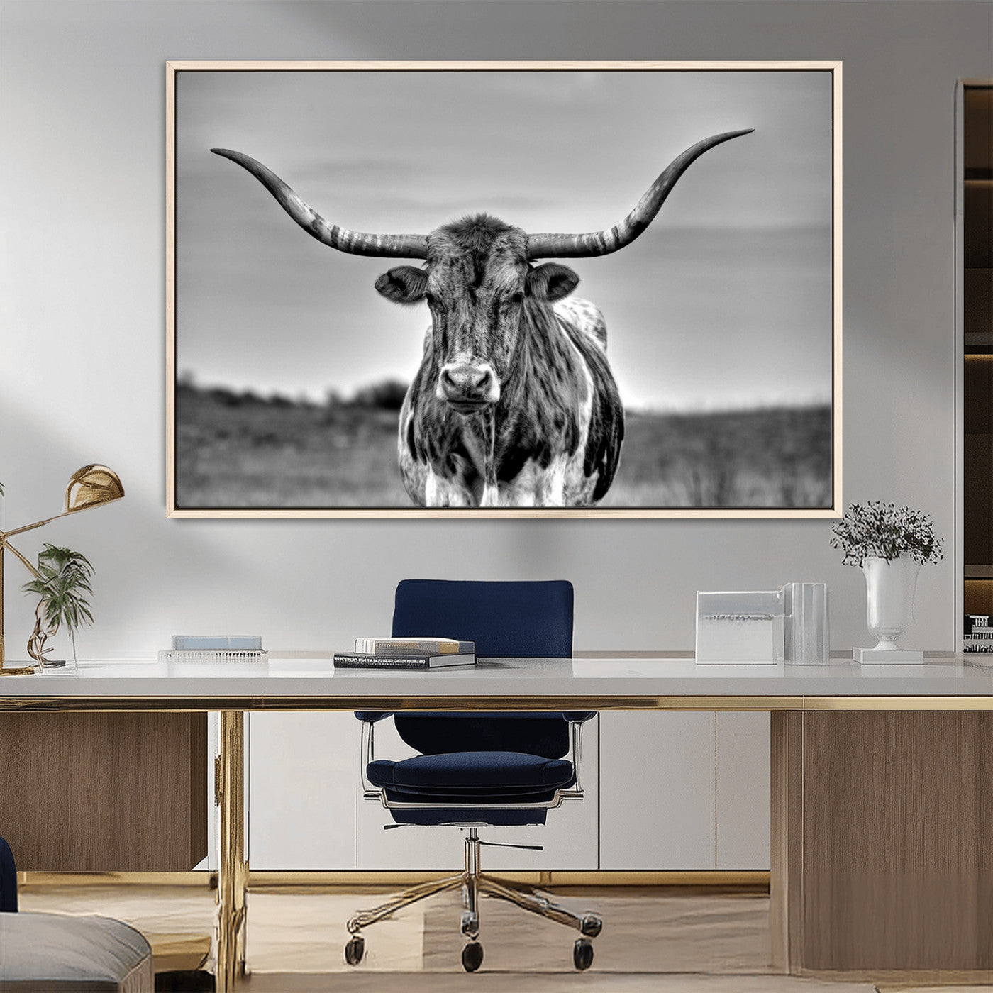 MGV-FC-36X24 - Texas Longhorn Cpw Wall Art, Texas Longhorn Canvas, Cattle Canvas Print