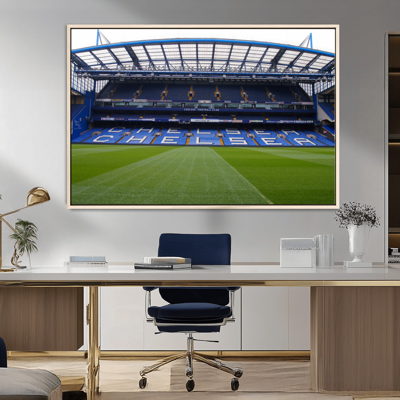 MGV-FC-36X24 - Chelsea FC Soccer Team Print - Stamford Bridge Stadium Wall Art Canvas Print