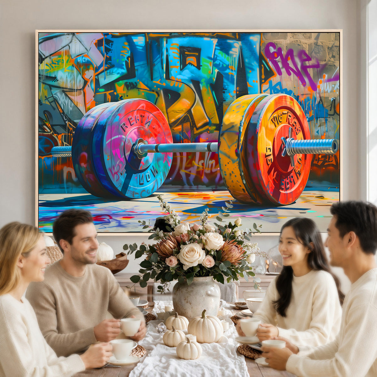 70871-MGV-CV-36X24 - Fitness Gym Barbell Graffiti Wall Art Canvas Print