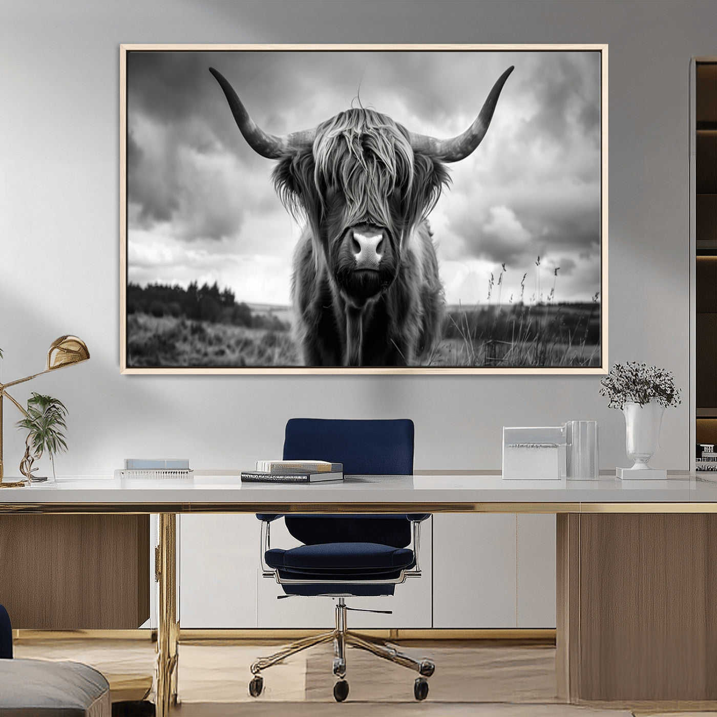 -Scottish Cow Wall Art Canvas Print | Longhorn Wall Art | Bighorn Animal Wall Art