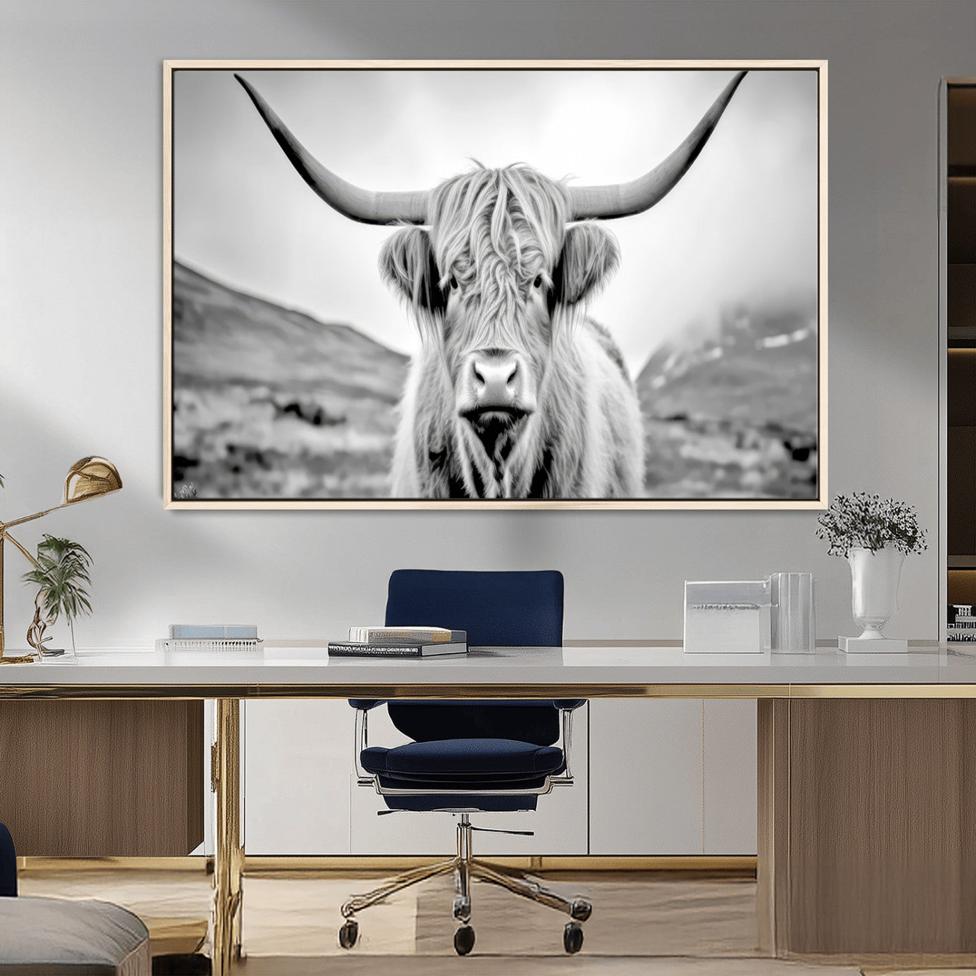 MGV-FC-36X24 - Scottish Cow Wall Art Canvas Print
