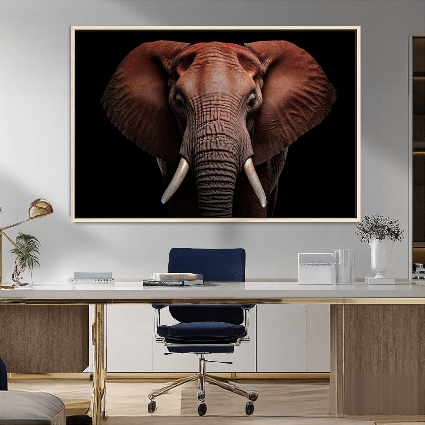 -Wild Elephant Wall Art Canvas Print, Africa Savannah Wild Animal Wall Decor Print