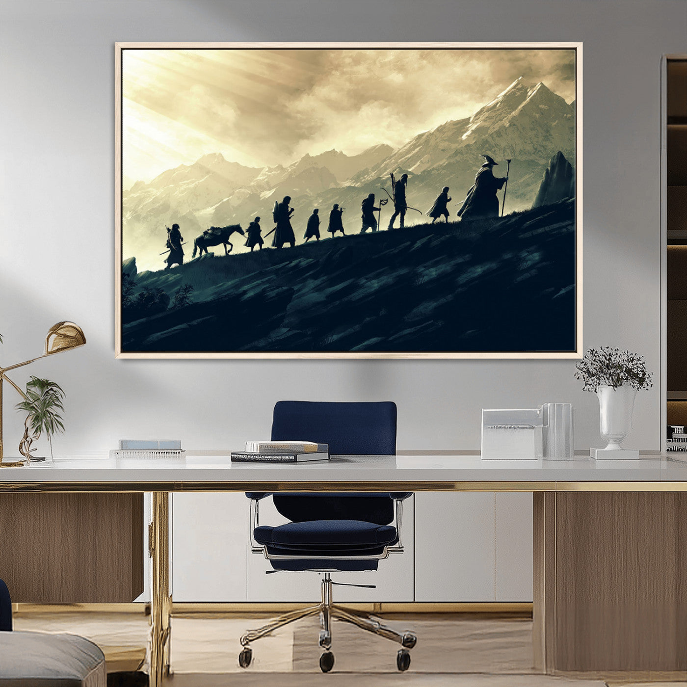 41574-MGV-FC-36X24_Natural-Lord of the Rings Silhouette Wall Art Capturing the Epic Quest Through Middle-Earth - The