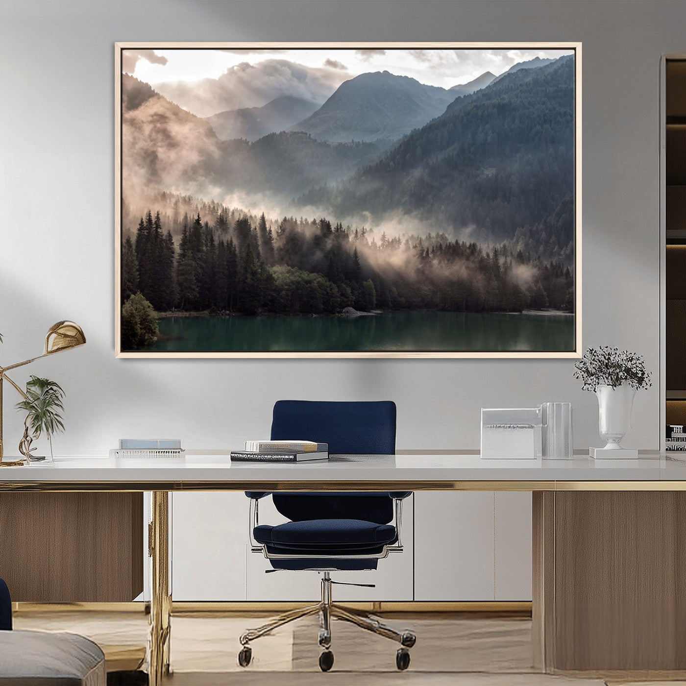 MGV-FC-36X24 - Foggy Mountain Canvas Print Forest Wall Art