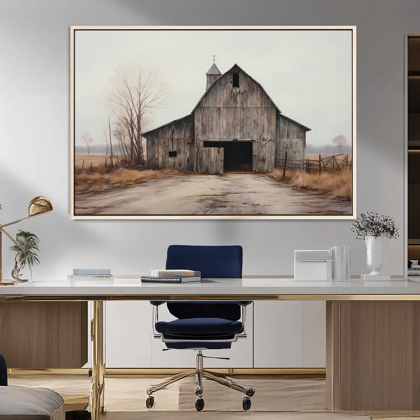 MGV-FC-36X24 - Farmhouse Rustic Barn Wall Art Canvas Print – Framed and Ready to Hang – Perfect Addition to Farmhouse Wall Décor
