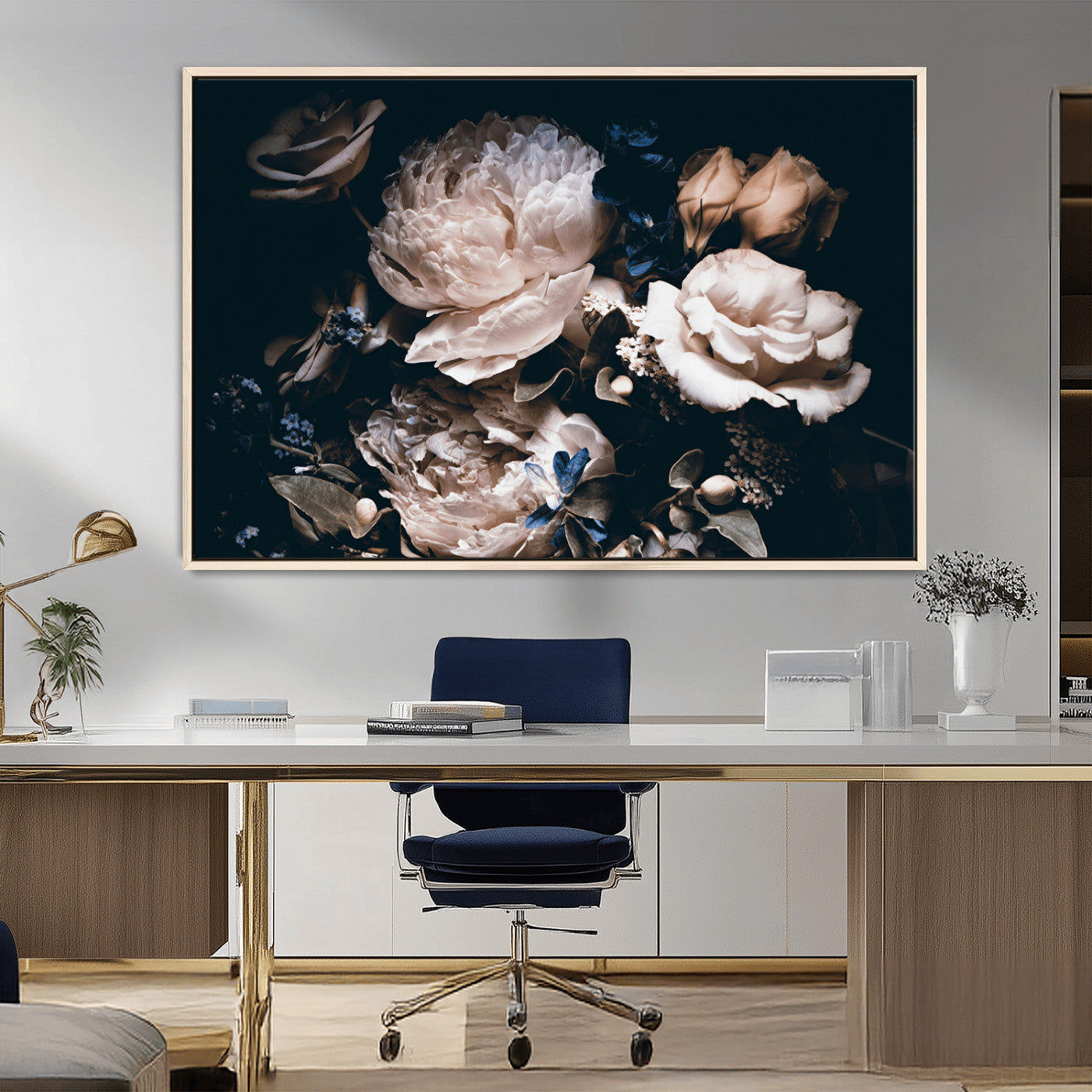 MGV-FC-36X24 - Pink Peonies Flowers Large Canvas Art Print