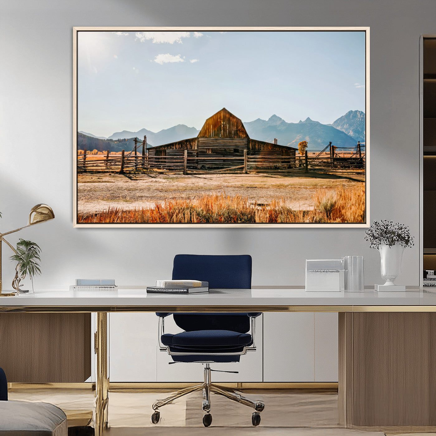 MGV-FC-36X24 - Vintage Old Barn Field Wall Art Canvas Print for Farmhouse Decor - Rustic Barn Wall Art Canvas Print