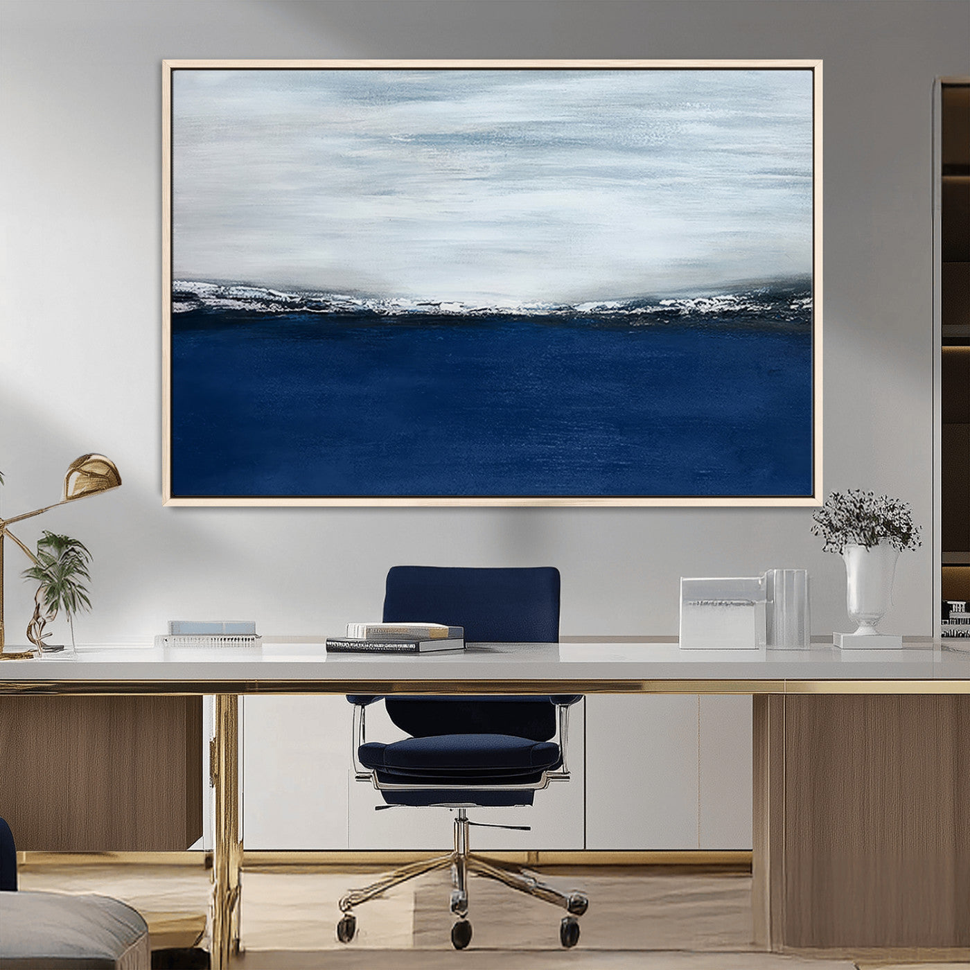 MGV-FC-36X24 - Navy Blue Abstract Wall Art Canvas Print