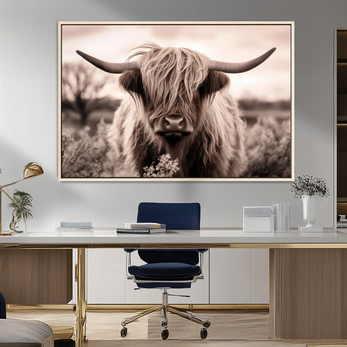 MGV-FC-36X24 - Scottish Cow Longhorn Wall Art Canvas Print