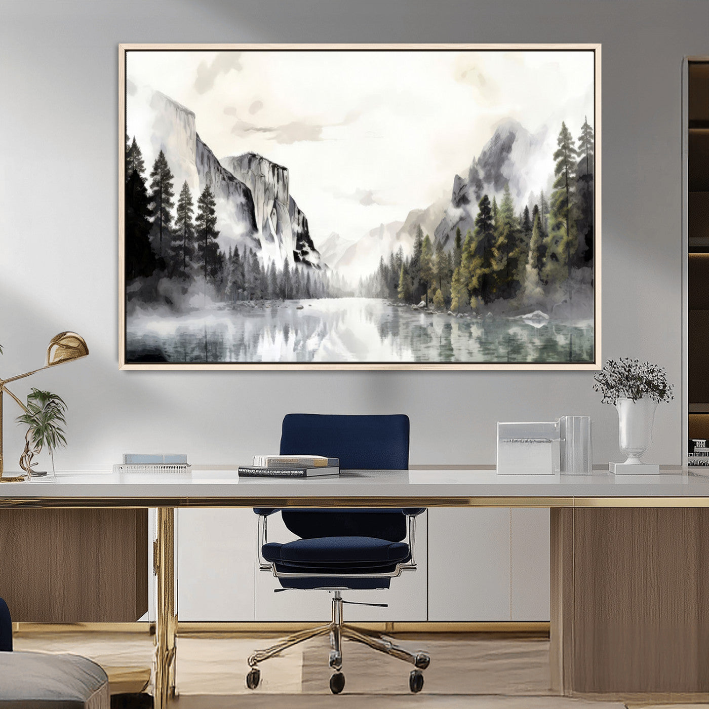 MGV-FC-36X24 - Yosemite Valley Wall Art Canvas Print – Framed and Ready to Hang – Majestic Nature Landscape Décor