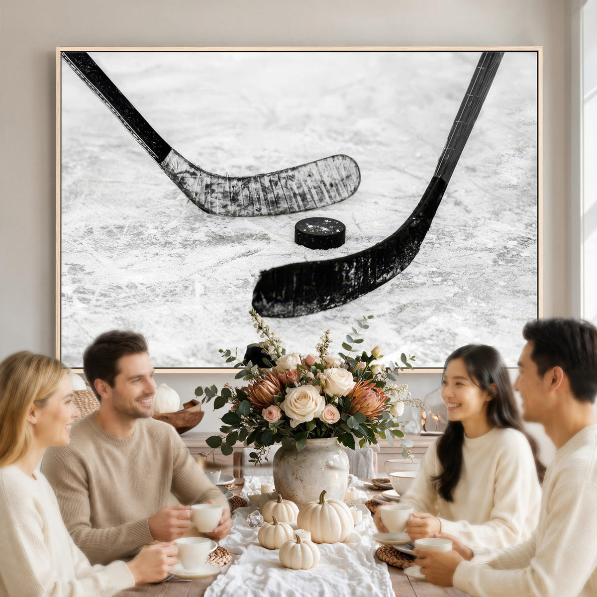 82900-MGV-CV-36X24 - Winter Ice Hockey Sport Canvas Wall Art Print, Hockey Wall Decor