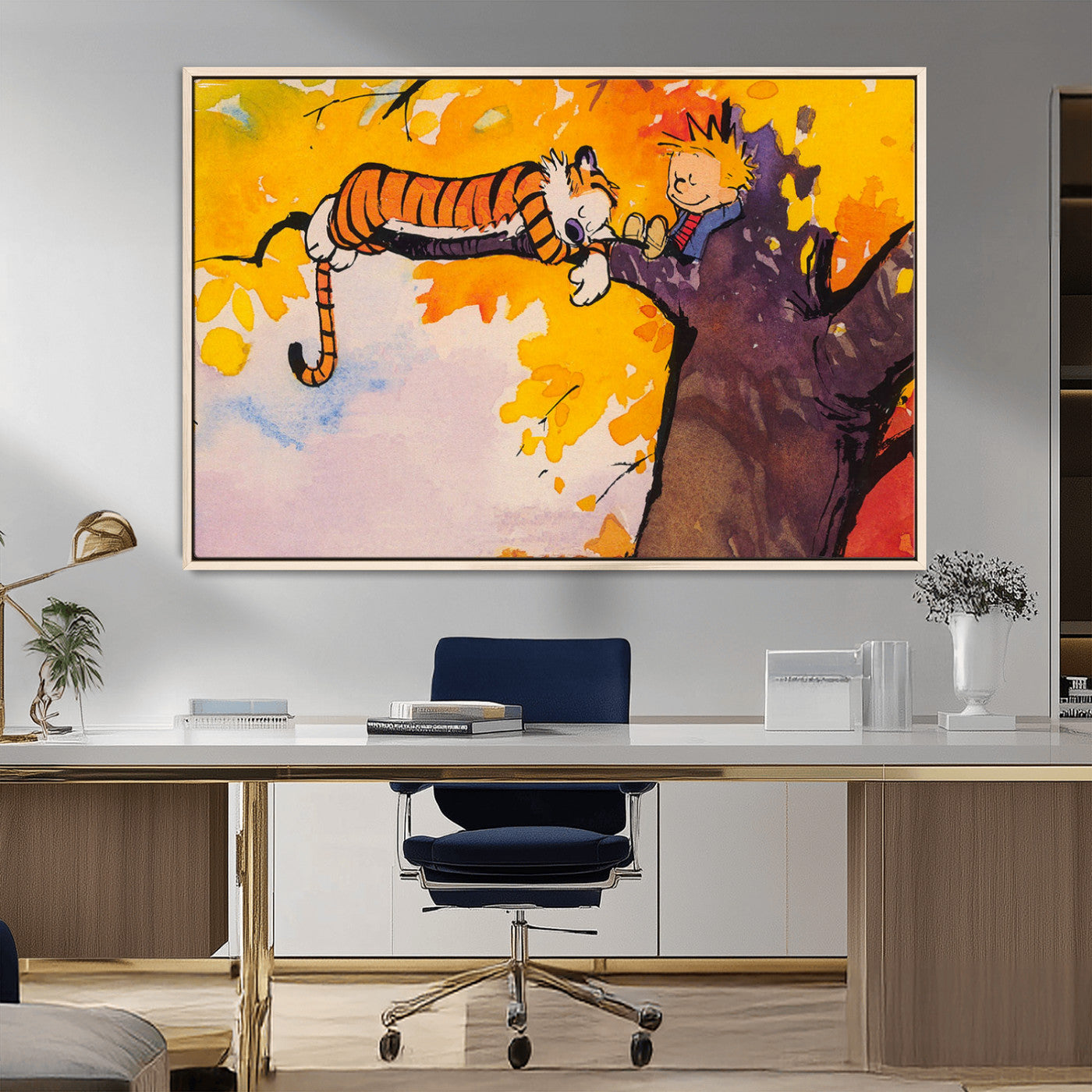 MGV-FC-36X24 - Calvin and Hobbes Tree Scene Canvas Print | 3 Panel Large Wall Art for Living Room or Kid’s Room,
