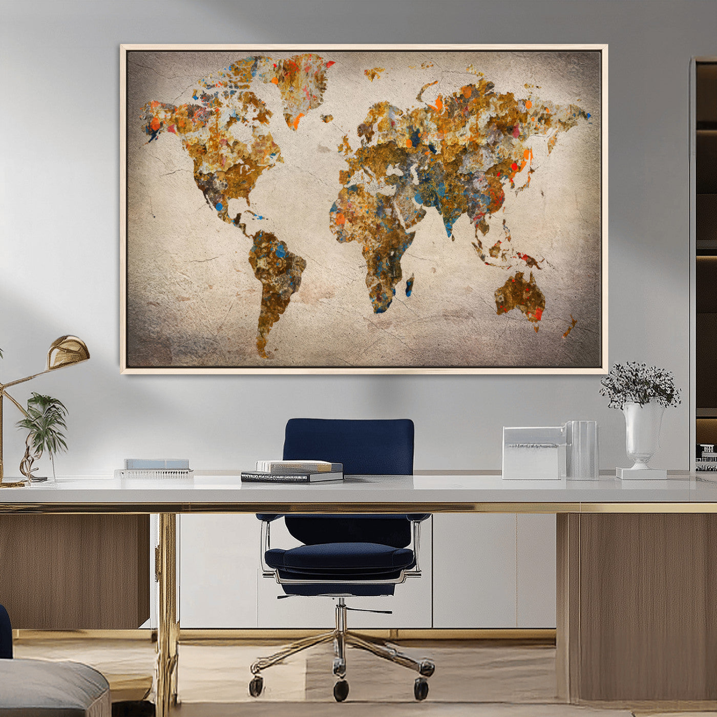 MGV-FC-36X24 - Push Pin World Map Canvas Print – Framed Wall Art for Couples to Track Their Travels – Anniversary