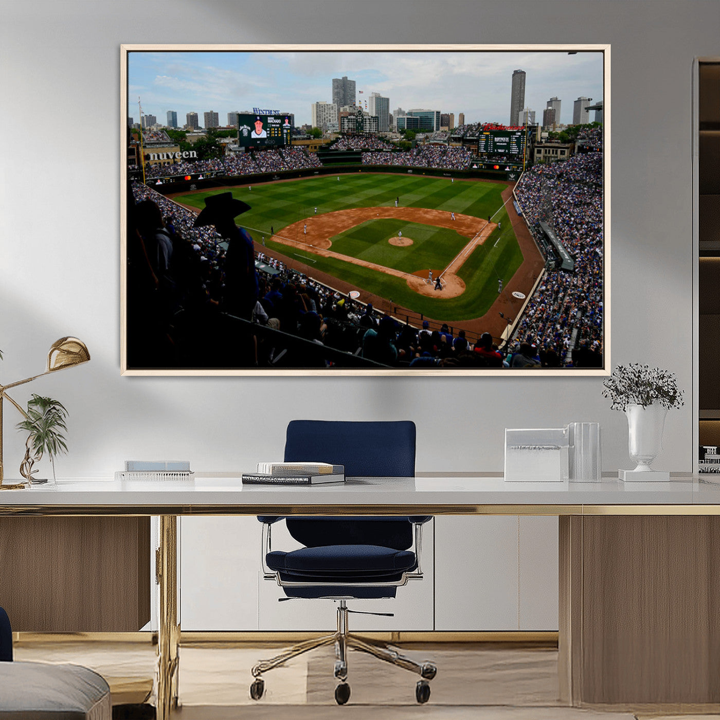 MGV-FC-36X24 - Chicago Cubs Baseball Team Print - Wrigley Field Stadium Wall Art Canvas Print