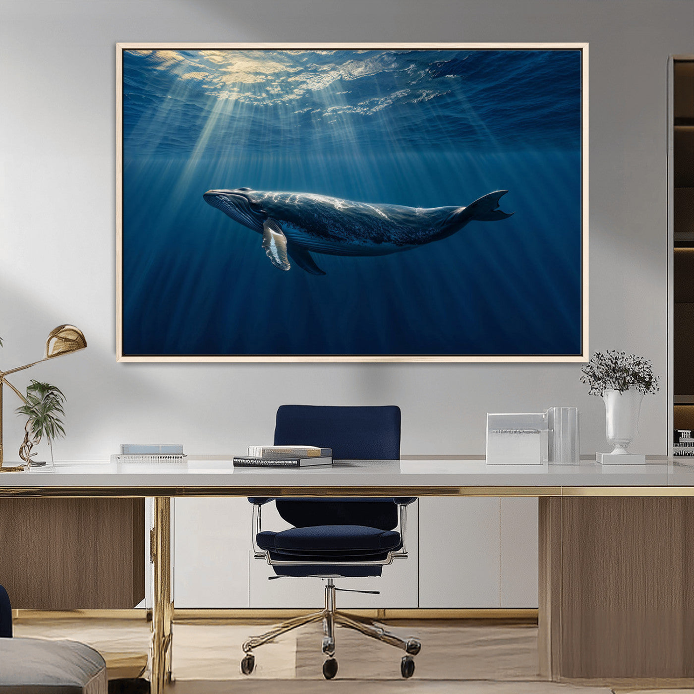 -Whale under Ocean Wall Art Canvas Print