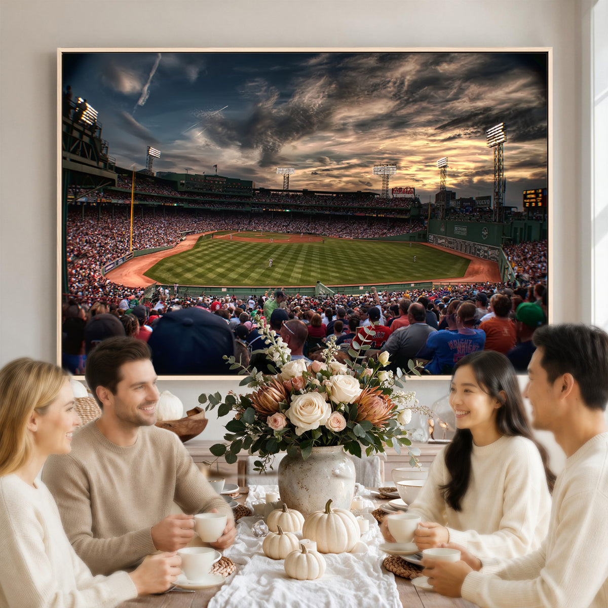53432-MGV-CV-36X24 - Boston Red Sox Baseball Team Print, Massachusetts Fenway Park Stadium Wall Art Canvas Print