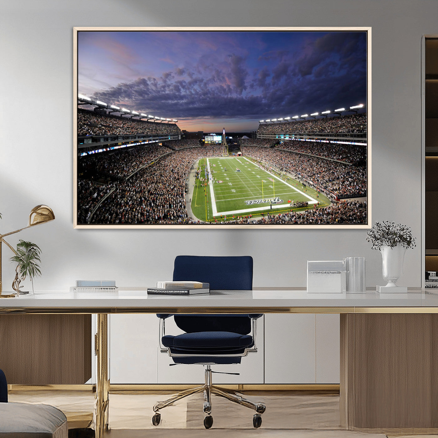 MGV-FC-36X24 - New England Patriots Football Team Print - Foxborough Gillette Stadium Wall Art Canvas Print