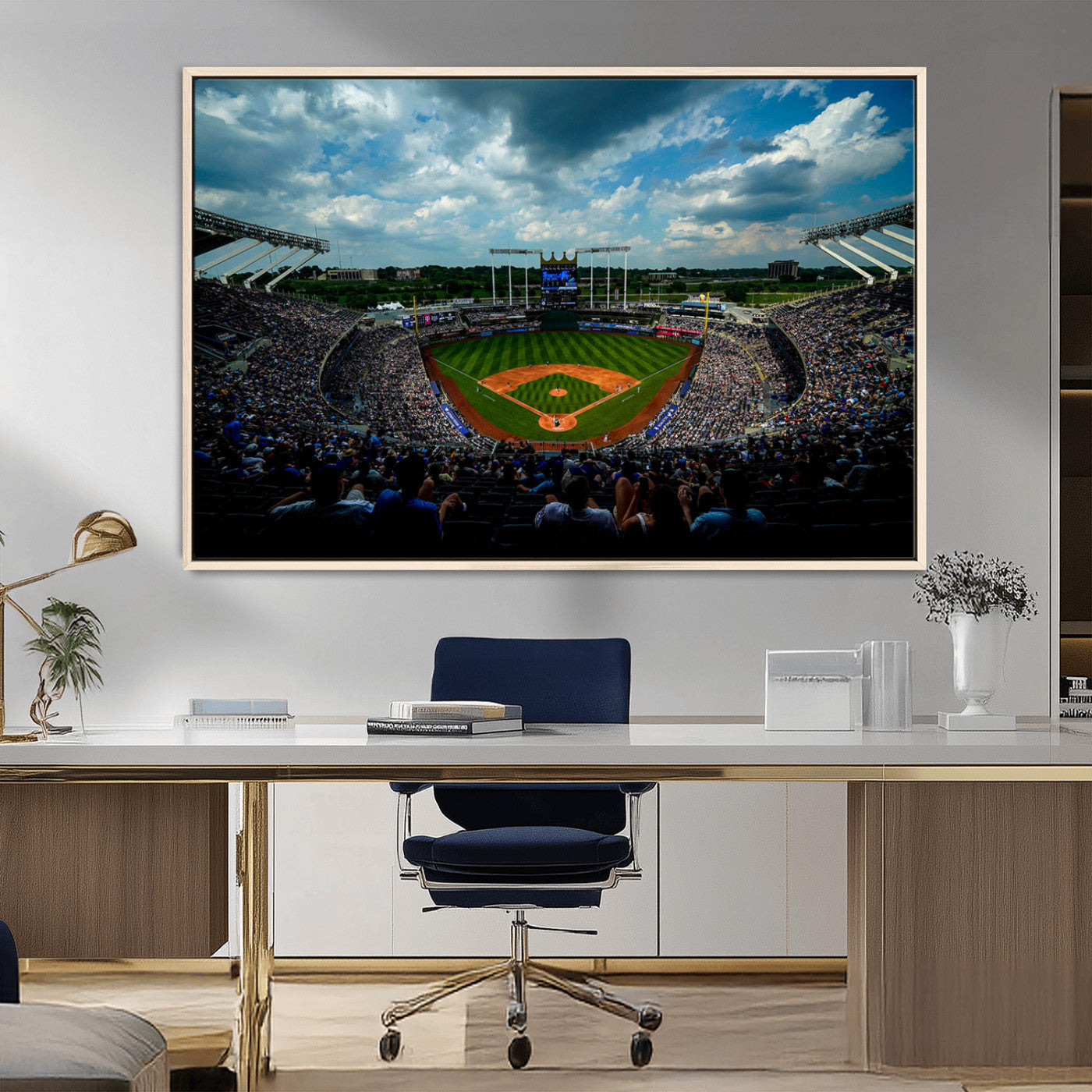 MGV-FC-36X24 - 3-Panel Kauffman Stadium Wall Art Print | Large Kansas City Royals Baseball Canvas Print for Sports