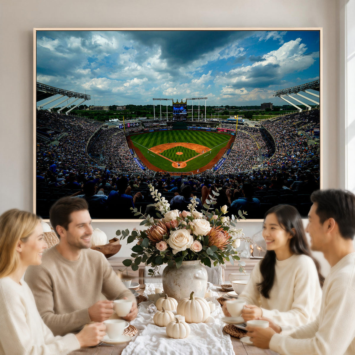 37127-MGV-CV-36X24 - 3-Panel Kauffman Stadium Wall Art Print | Large Kansas City Royals Baseball Canvas