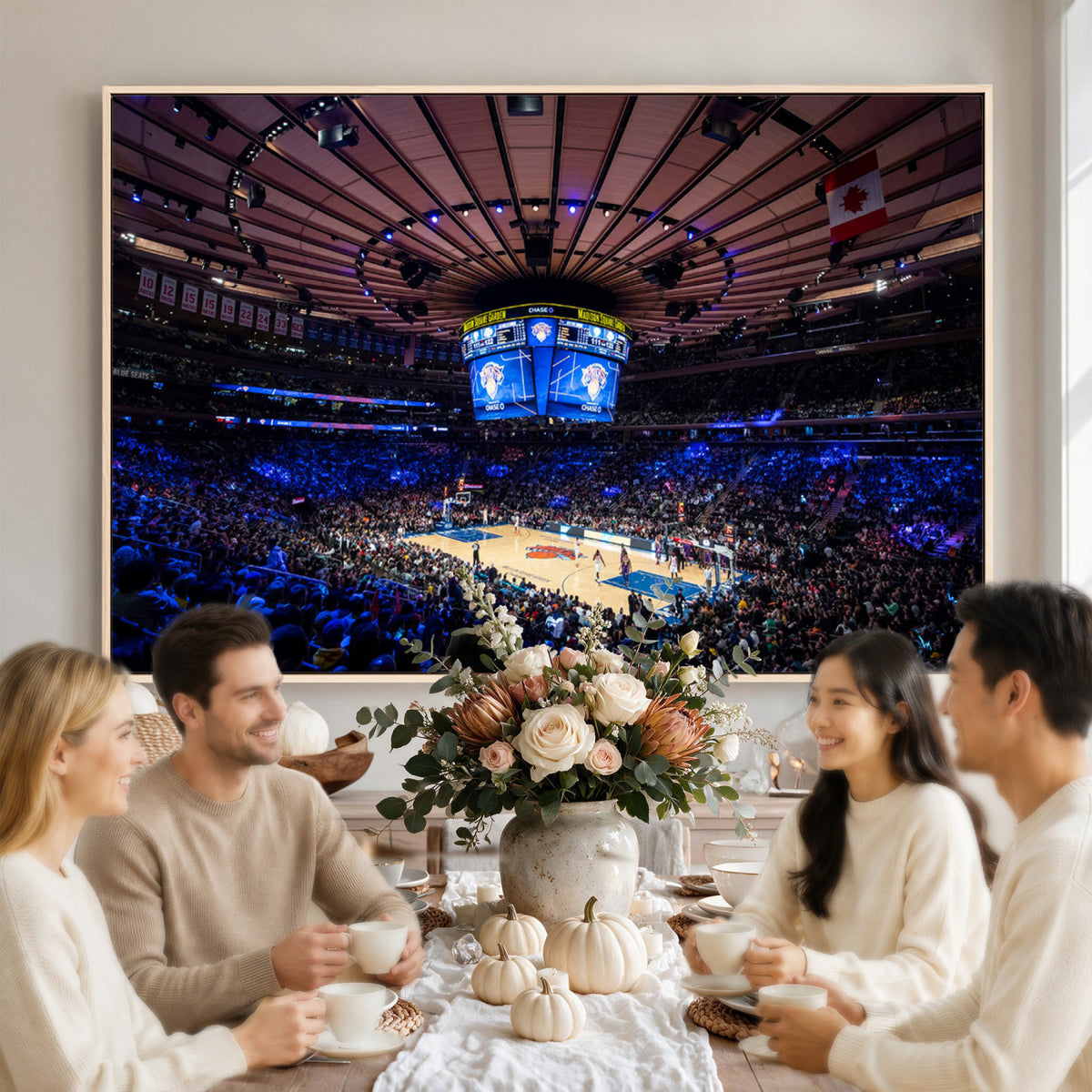 20491-MGV-CV-36X24 - Madison Square Garden Basketball Print Canvas, Basketball Game Triple Canvas Wall Art