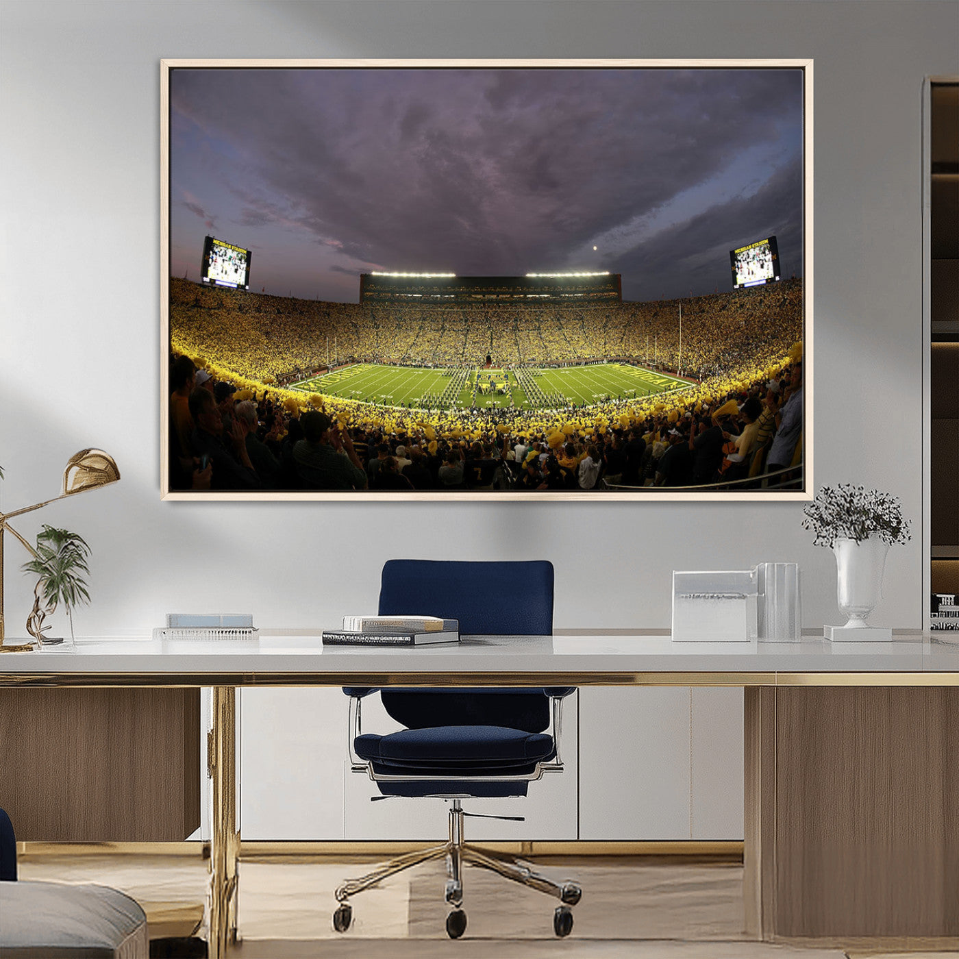 MGV-FC-36X24 - Michigan Wolverines Football Team Print - Michigan Stadium Wall Art Canvas Print