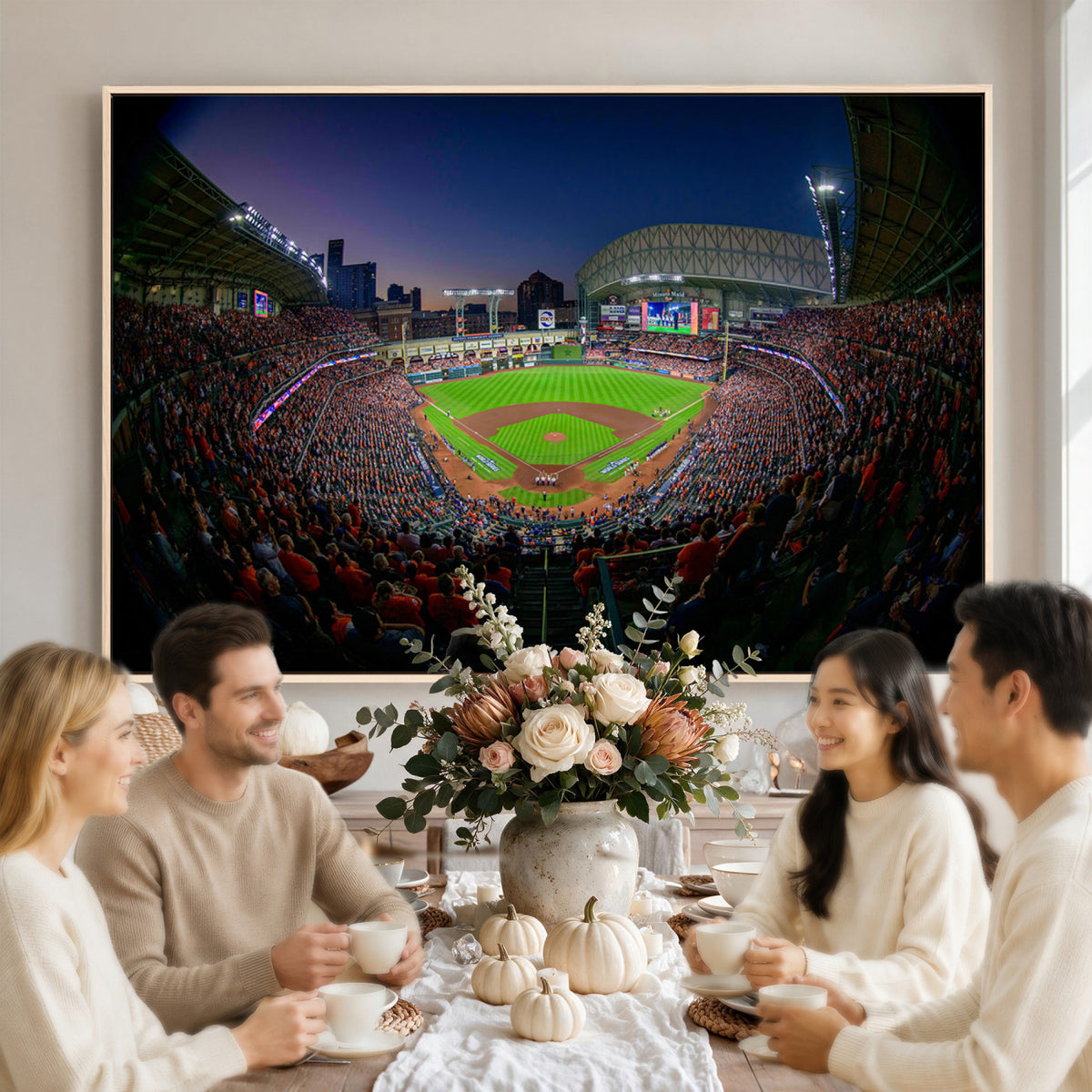 44322-MGV-CV-36X24 - Houston Astros Baseball Print Canvas, Houston Minute Maid Park Stadium Wall Art