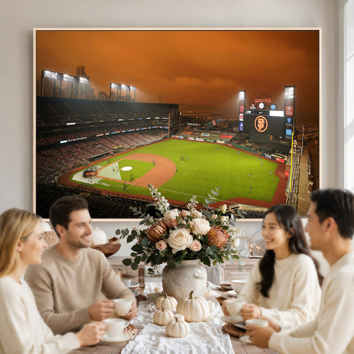 31315-MGV-CV-36X24 - San Francisco Giants Baseball Team Print, Oracle Park Stadium Wall Art Canvas Print