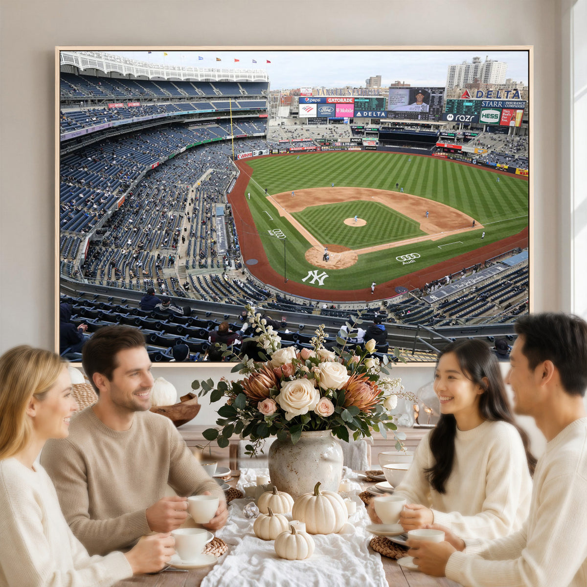 45784-MGV-CV-36X24 - New York Yankees Baseball Team Print, Yankee Stadium Wall Art Canvas Print