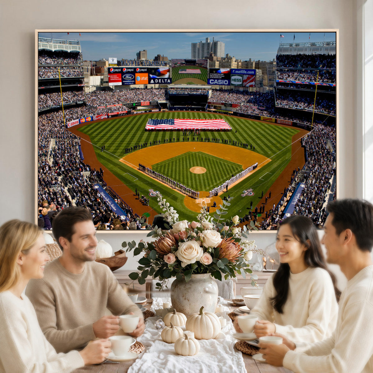20879-MGV-CV-36X24 - Yankee Stadium New York Wall Art Print | 3-Panel Canvas Print of Yankees Baseball Stadium