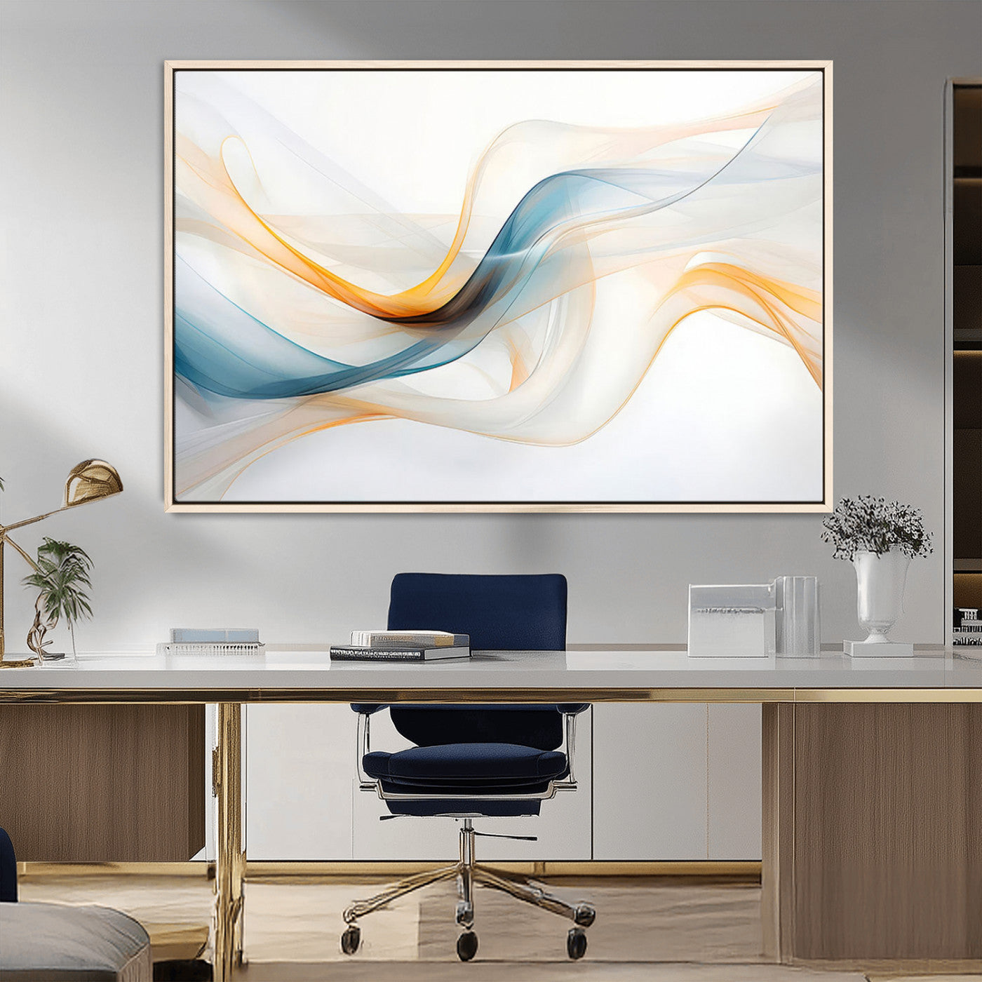 MGV-FC-36X24 - Decorative Turquoise Abstract Wave Wall Art Canvas Print