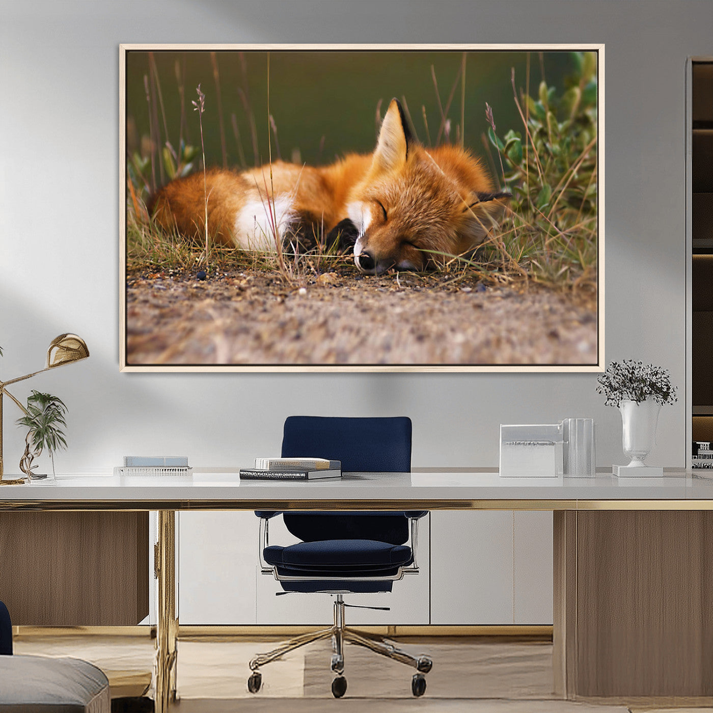 -Sleeping Fox Wall Art Canvas Print, Farmhouse Wall Decor and Animal Wall Art Print
