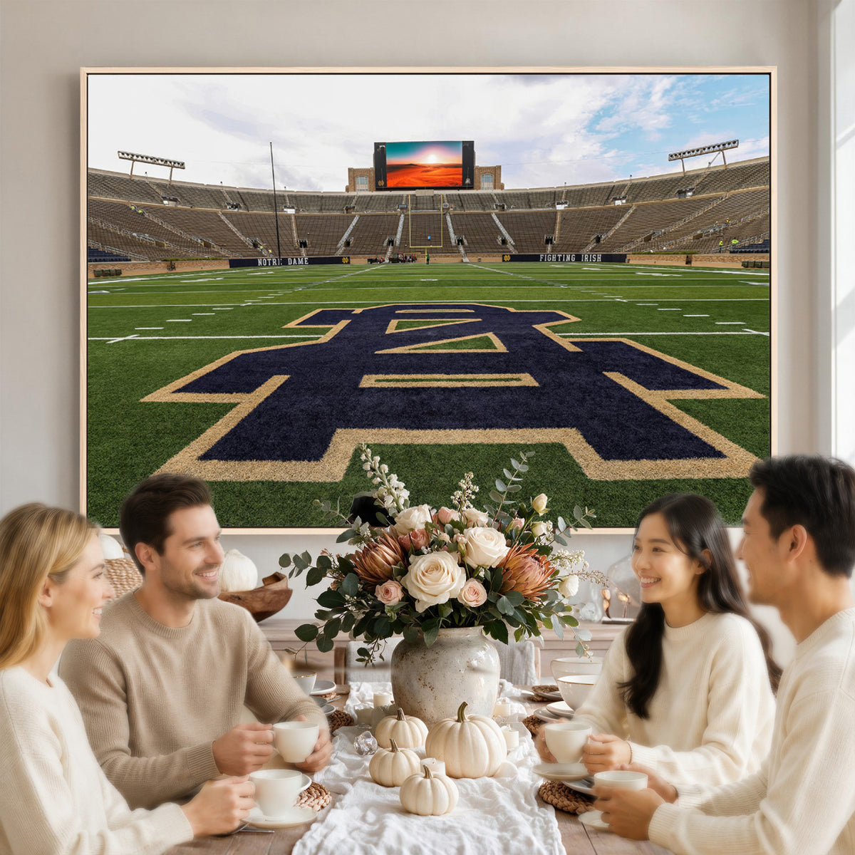 52835-MGV-CV-36X24 - Notre Dame Stadium Giclee Canvas Print | Triptych Wall Art Featuring Iconic Notre Dame Football