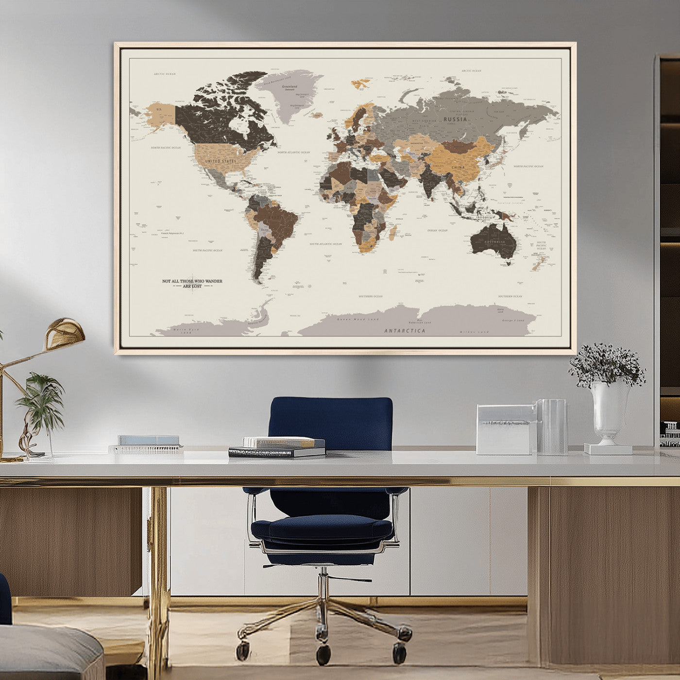 MGV-FC-36X24 - Push Pin World Map Canvas Print – Framed Wall Art for Couples to Track Their Travels – Anniversary