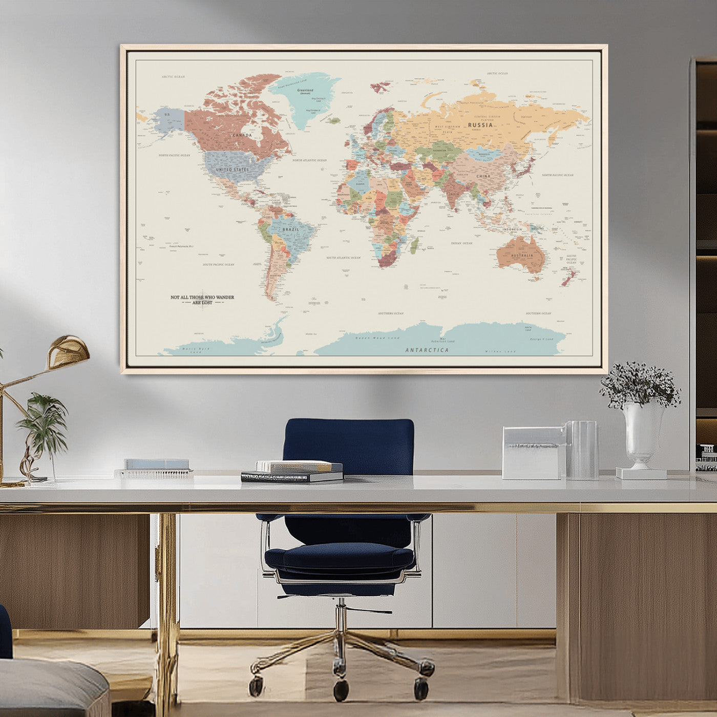 MGV-FC-36X24 - Push Pin World Map Canvas Print – Framed Wall Art for Couples to Track Their Travels – Anniversary