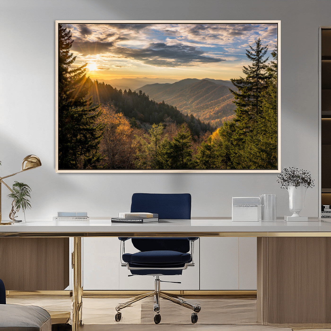MGV-FC-36X24 - Sunrise Over the Smoky Mountains Canvas Wall Art – Breathtaking Scenic Landscape Photography in a