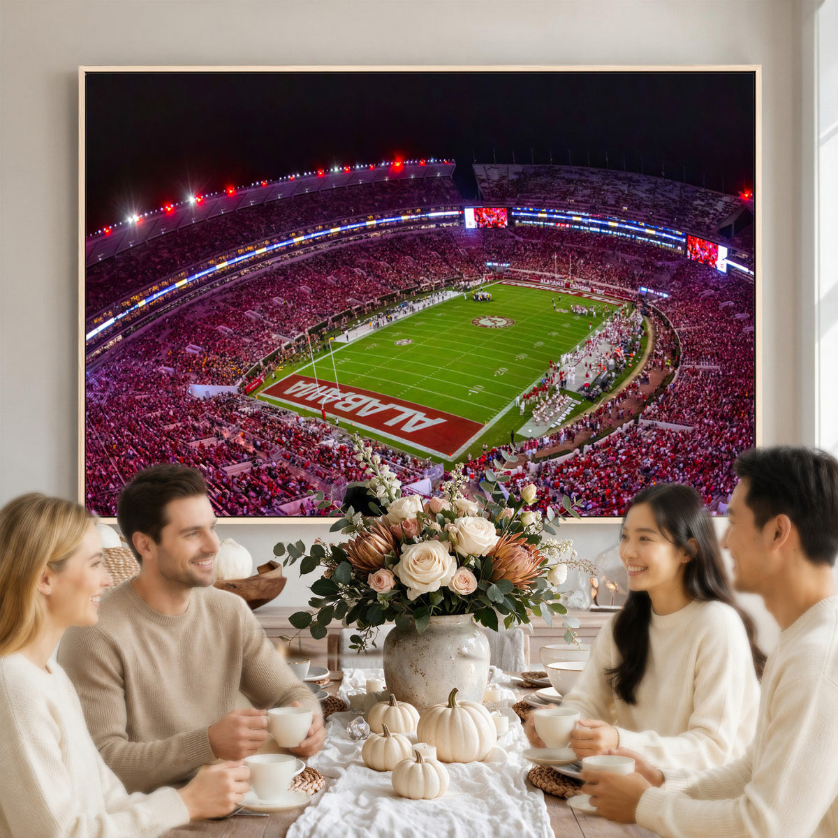 11343-MGV-CV-36X24 - Bryant-Denny Stadium Night Game Triple Canvas Wall Art | Alabama Crimson Tide Football