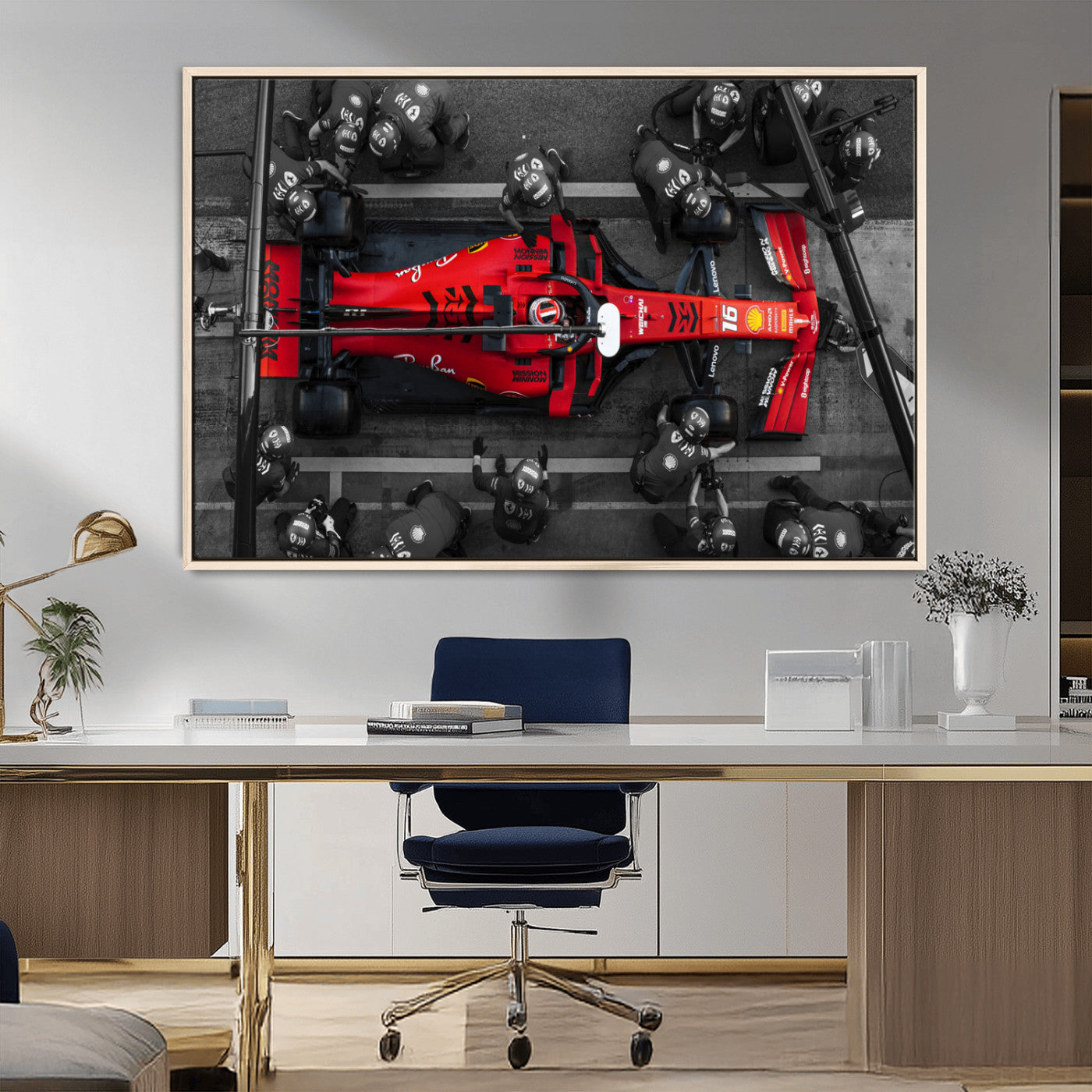 MGV-FC-36X24 - Ferrari Pit Stop Canvas Wall Art – Precision and Speed Captured in Bold Motorsport Imagery – Ready
