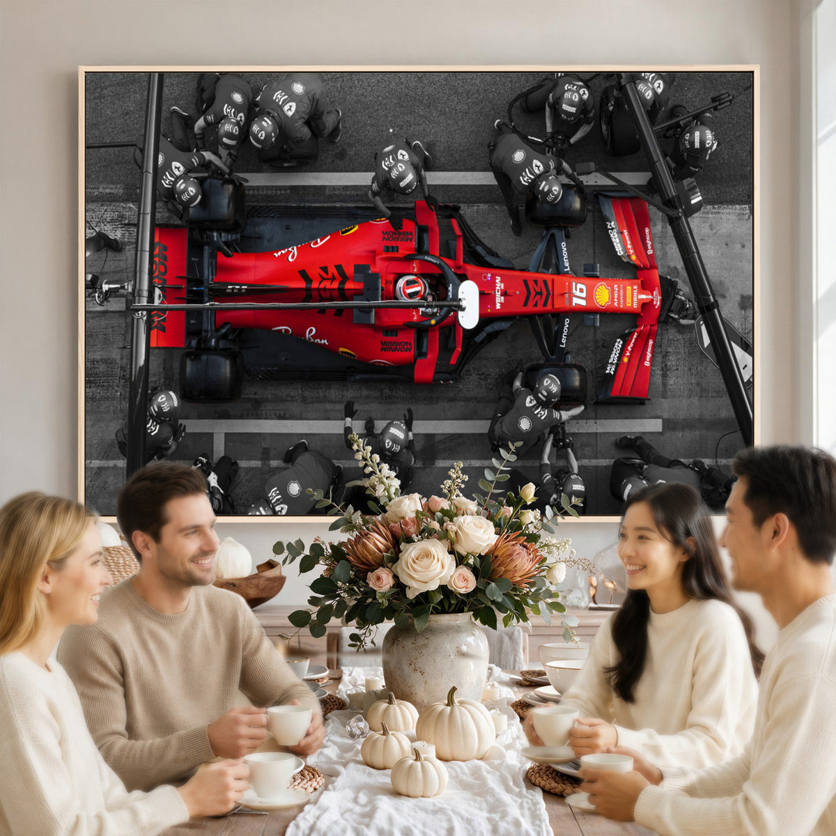 99356-MGV-CV-36X24 - Ferrari Pit Stop Canvas Wall Art | Precision and Speed