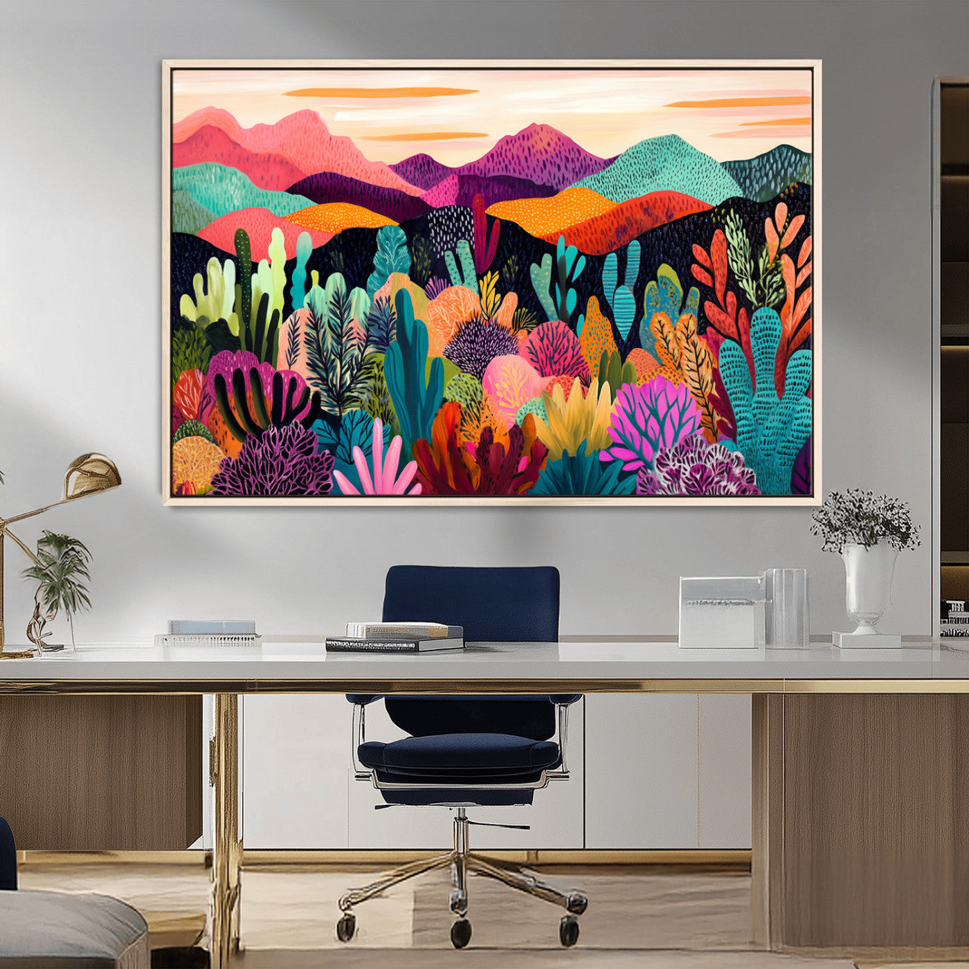 MGV-FC-36X24 - Abstract Kusama Print - Landscape Canvas Wall Art Print - Vibrant Modern Decor for Living Room,