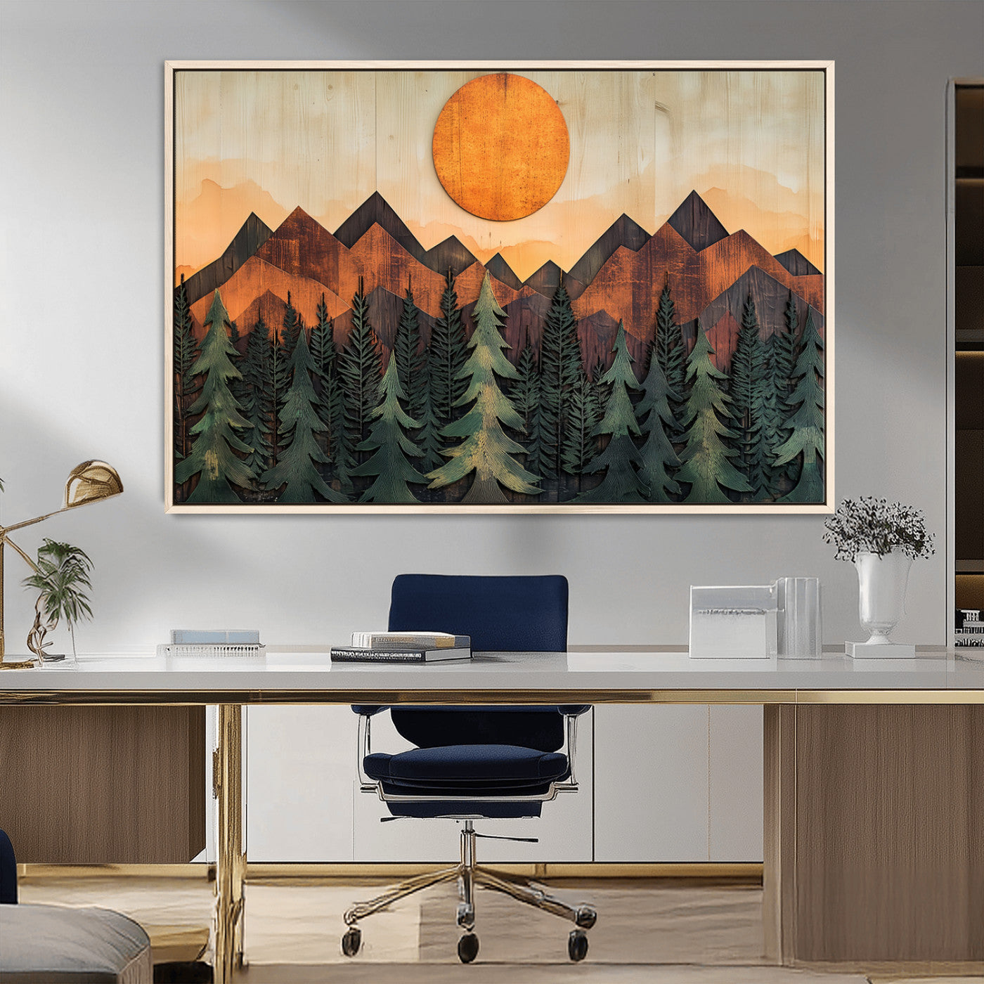 MGV-FC-36X24 - Sunset Mountain Landscape Canvas Wall Art Print - Nature Decor for Living Room, Office