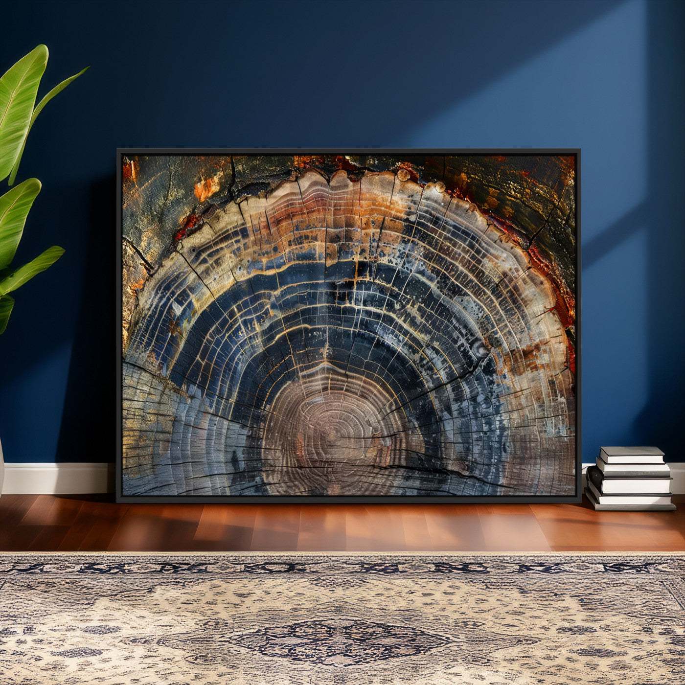 16193-MGV-CV-36X24 - Framed Wood Tree Ring Wall Art - Abstract Colorful Wood Ring Wall Decor for Minimalist Home Decor