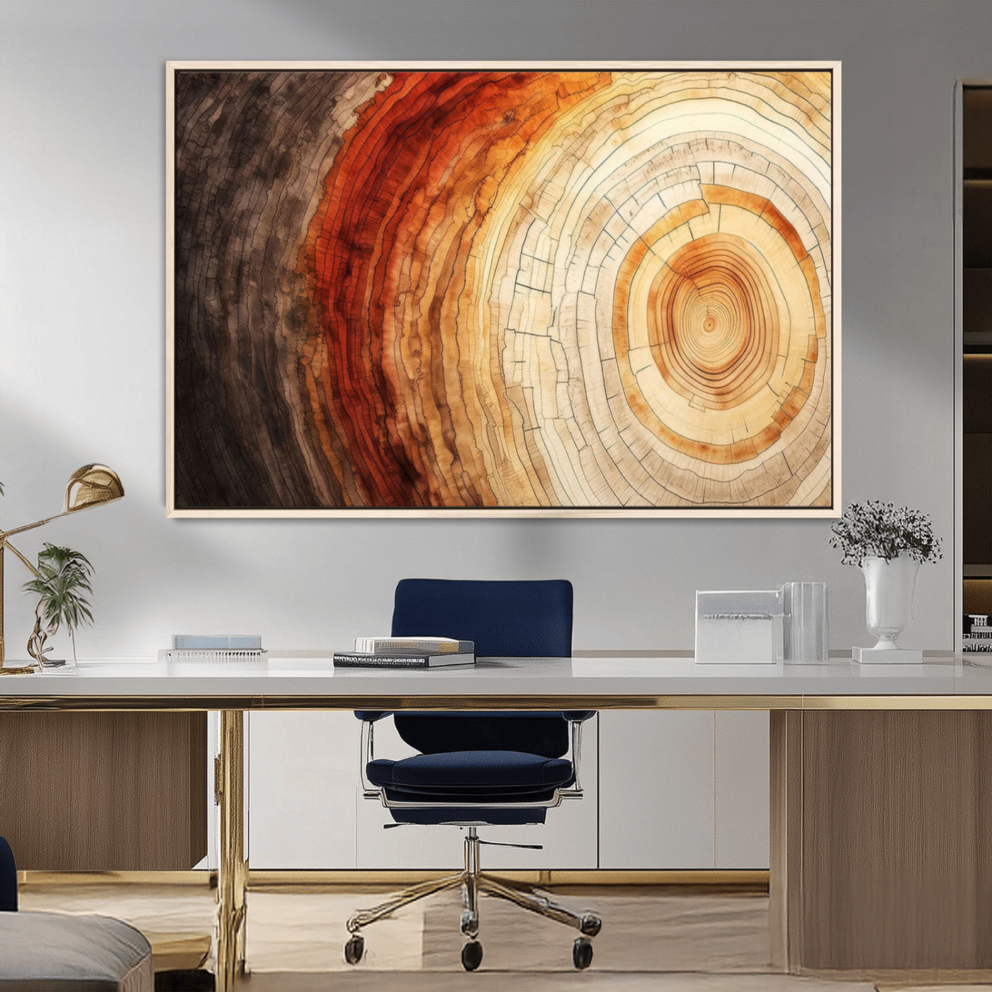 MGV-FC-36X24 - Tree Ring Print on Canvas Wall Art, Tree Stump Print, Wood Wall Art Living Room, Abstract Natural